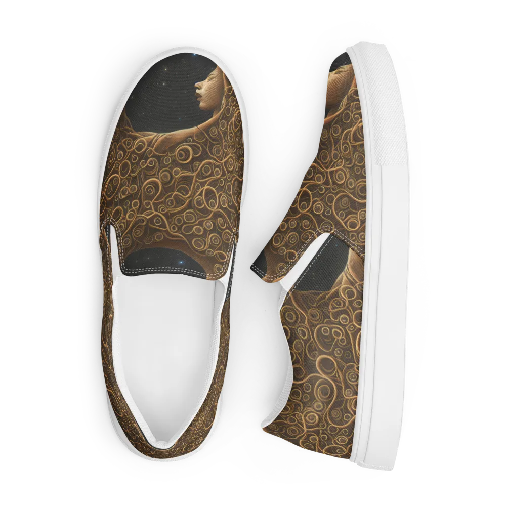 Ethereal Coils on Men's Slip-On Canvas Shoes — Front