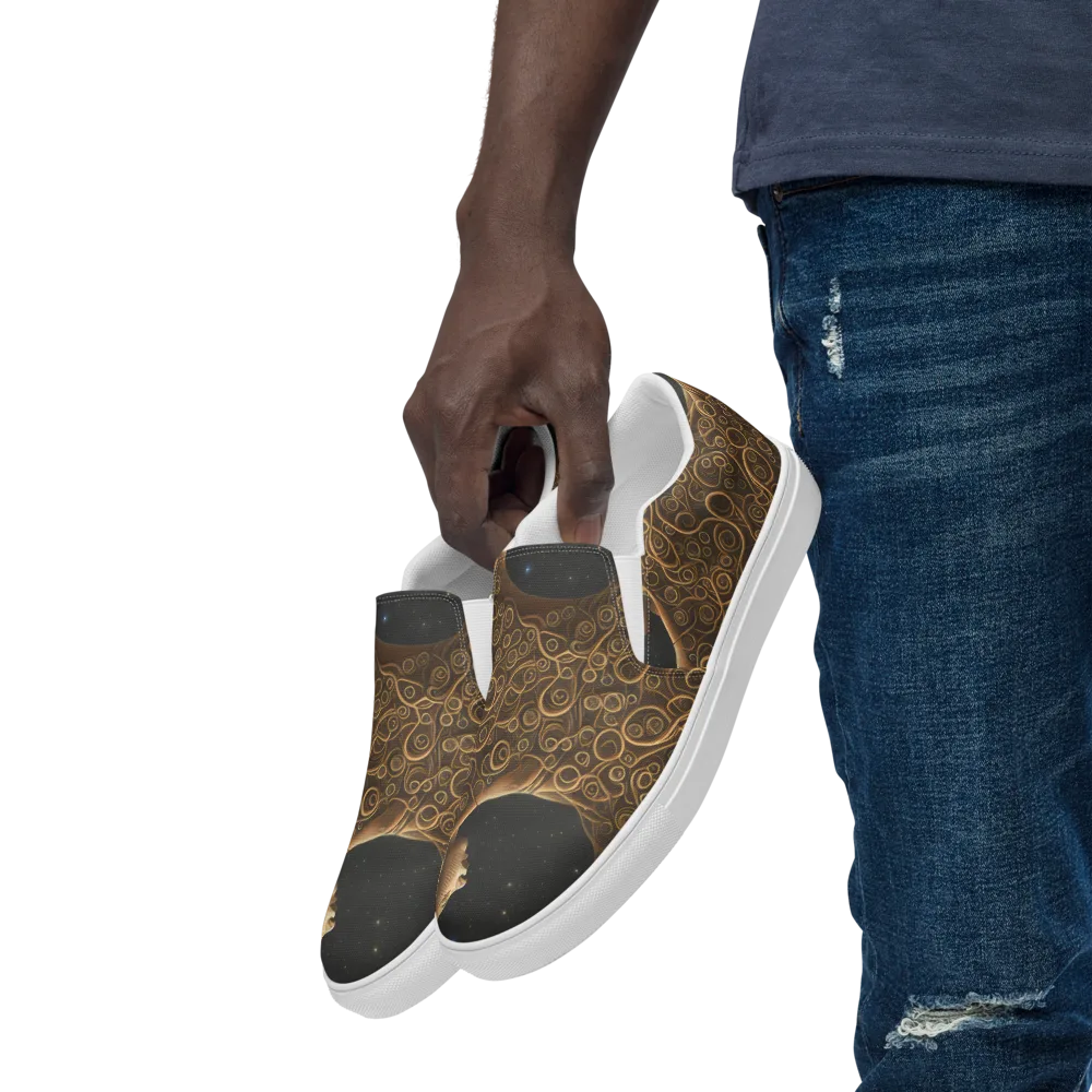 Ethereal Coils on Men's Slip-On Canvas Shoes — Left Front