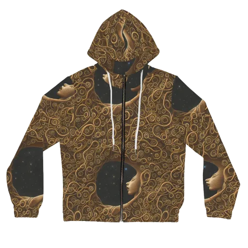 Ethereal Coils on a Women's Full-Zip Hoodie
