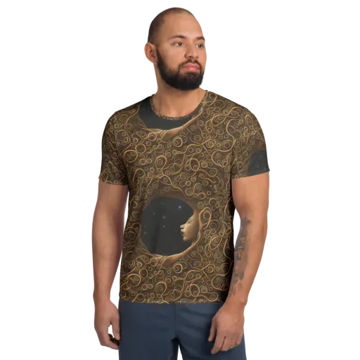 Ethereal Coils on a Men's Athletic T-Shirt