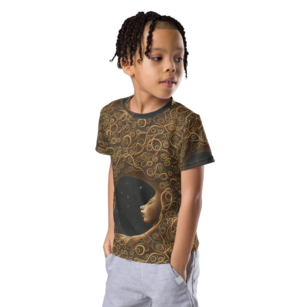 Ethereal Coils on Kids Crew Neck T-Shirt — Left Front