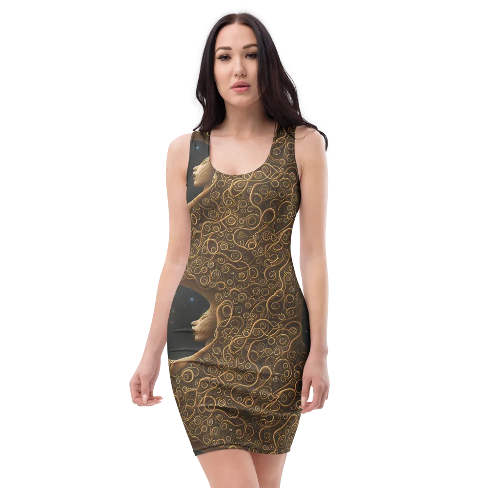 Ethereal Coils on Bodycon Dress — Front