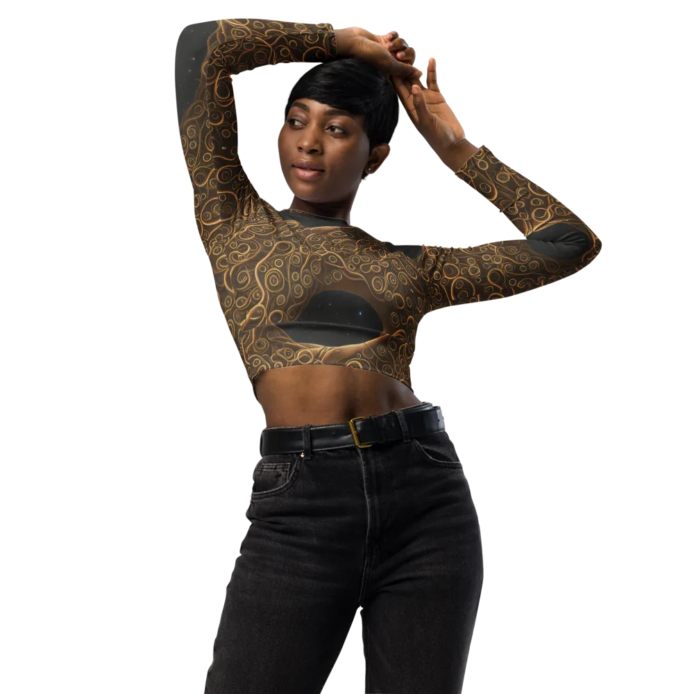 Ethereal Coils on Long Sleeve Crop Top — Front