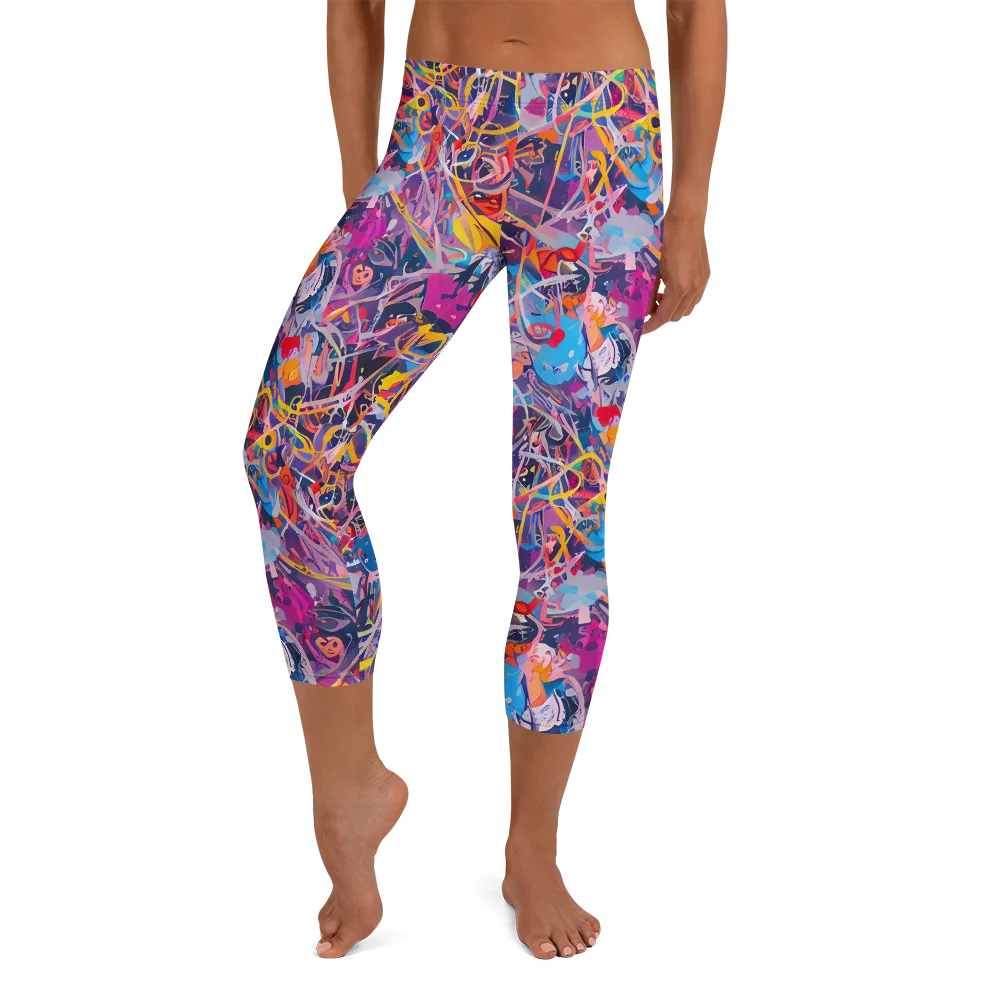 Vibrant Fusion on Capri Leggings — Front