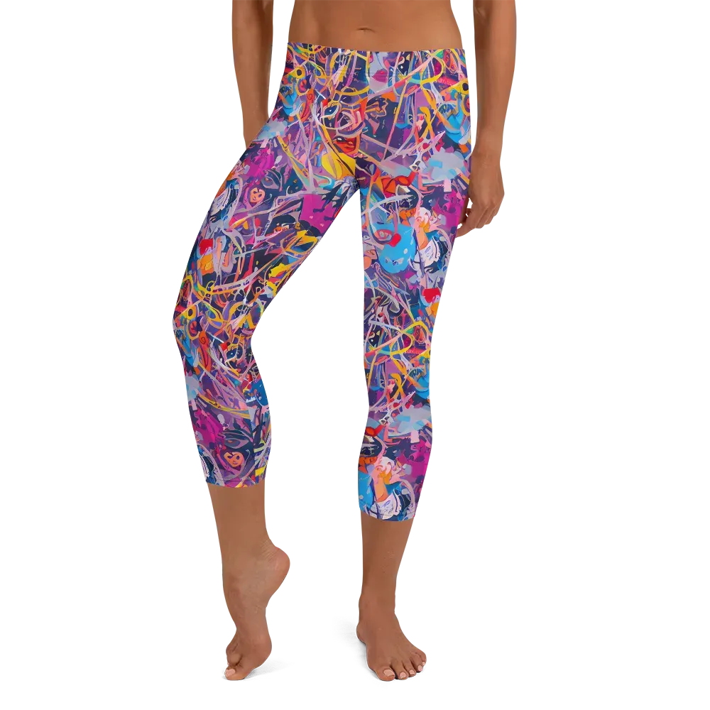 Vibrant Fusion on Capri Leggings — Front