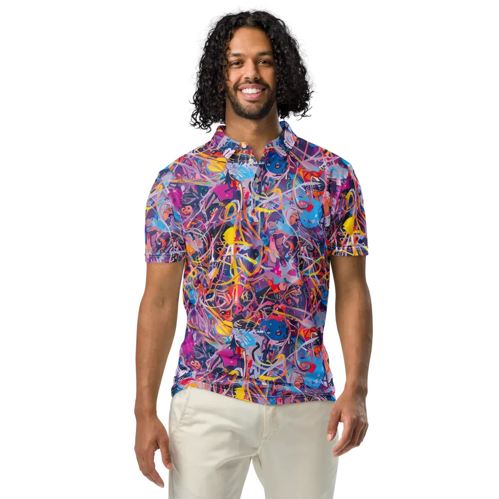 Vibrant Fusion on Men's Slim Fit Polo Shirt — Front