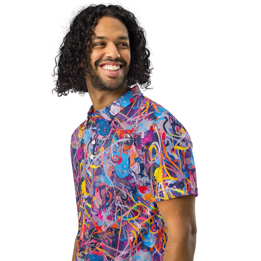 Vibrant Fusion on Men's Slim Fit Polo Shirt — Left Front
