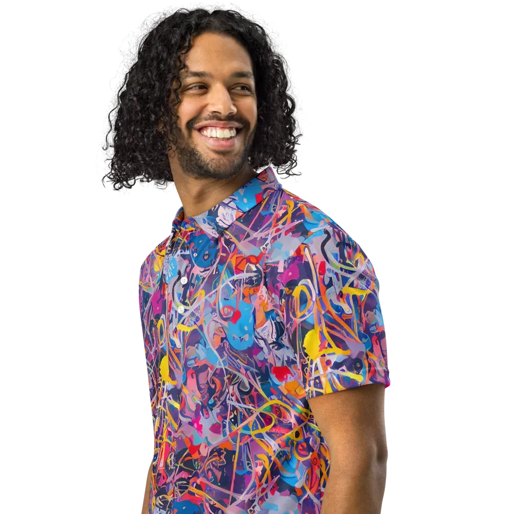 Vibrant Fusion on Men's Slim Fit Polo Shirt — Left Front