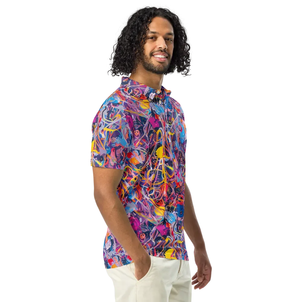 Vibrant Fusion on Men's Slim Fit Polo Shirt — Right Front