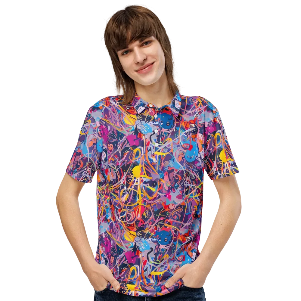 Vibrant Fusion on Men's Slim Fit Polo Shirt — Front