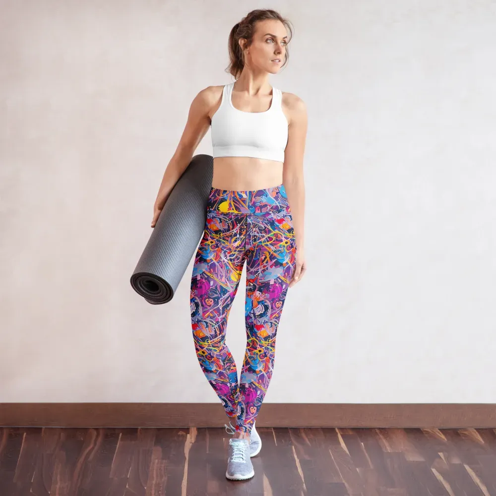 Vibrant Fusion on Yoga Leggings — Front