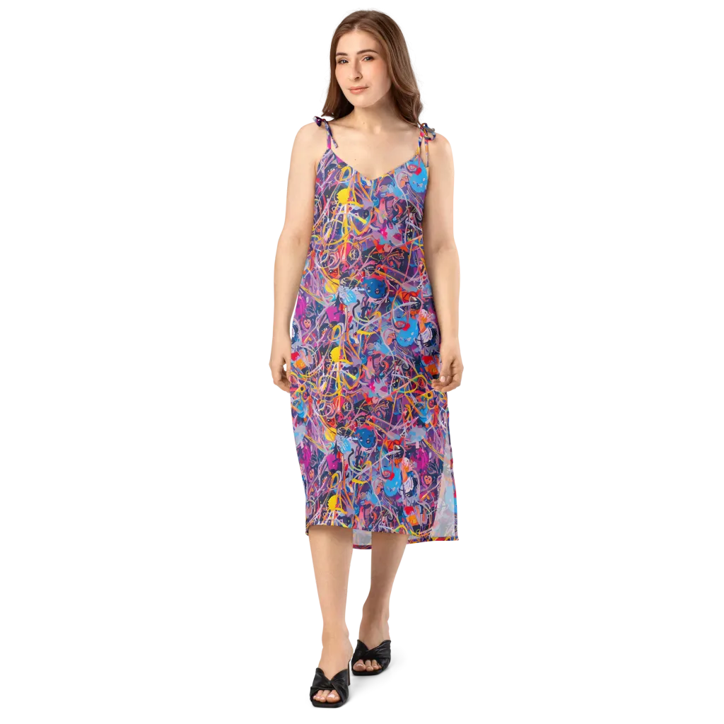 Vibrant Fusion on Slip Dress — Front