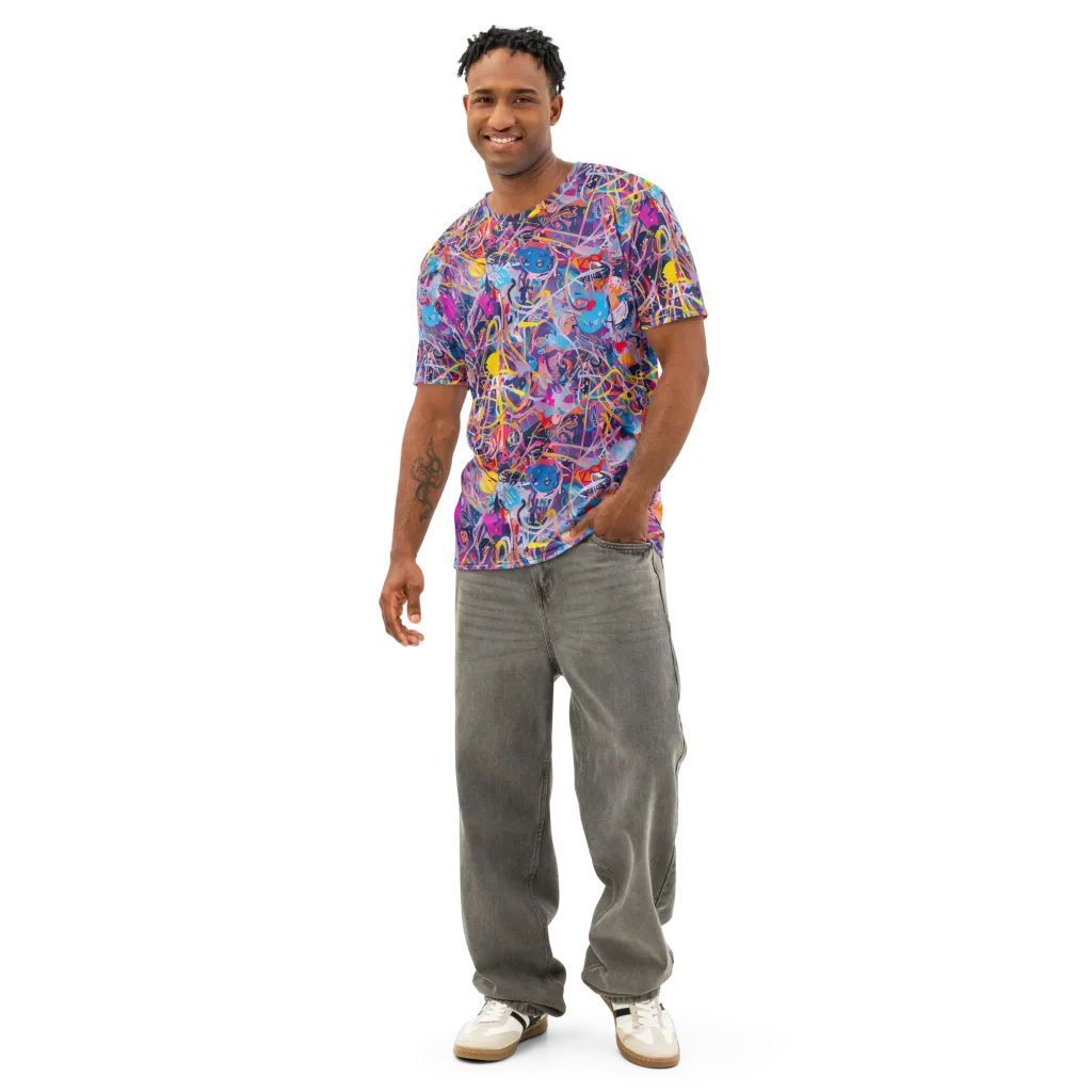 Vibrant Fusion on Men's Cotton Crew Neck T-Shirt — Front