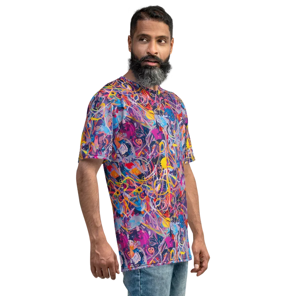 Vibrant Fusion on Men's Crew Neck T-Shirt — Right