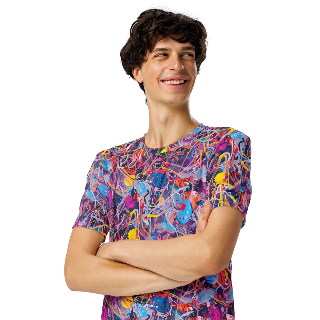 Vibrant Fusion on Men's Crew Neck T-Shirt — Left Front