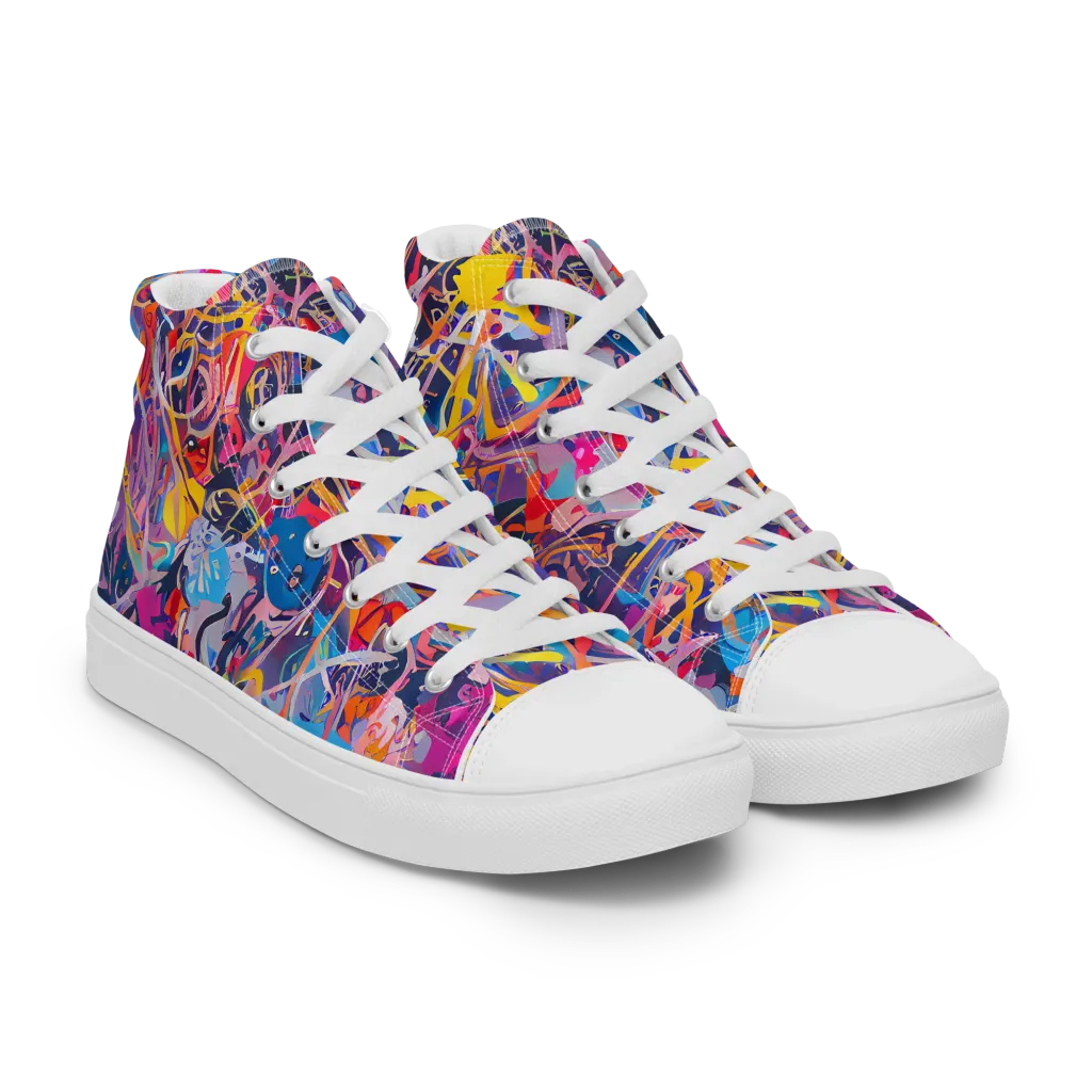 Vibrant Fusion on Men's High Top Canvas Shoes — Right Front
