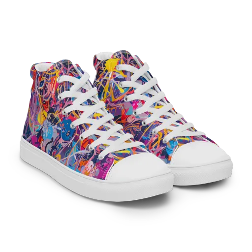 Vibrant Fusion on a Men's High Top Canvas Shoes