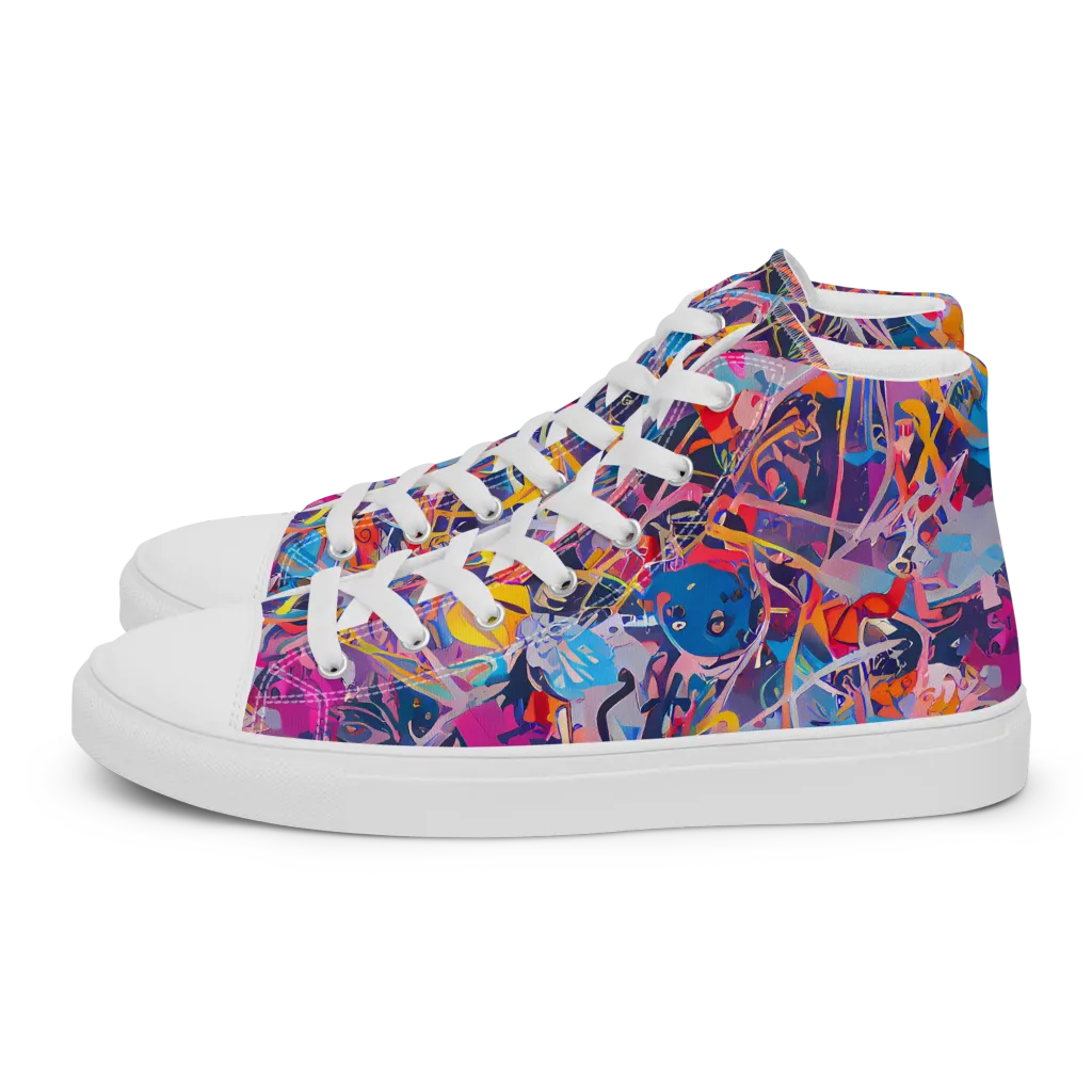 Vibrant Fusion on Men's High Top Canvas Shoes — Left
