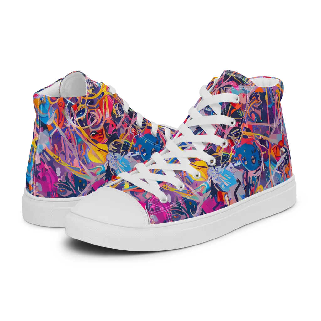Vibrant Fusion on Men's High Top Canvas Shoes — Left