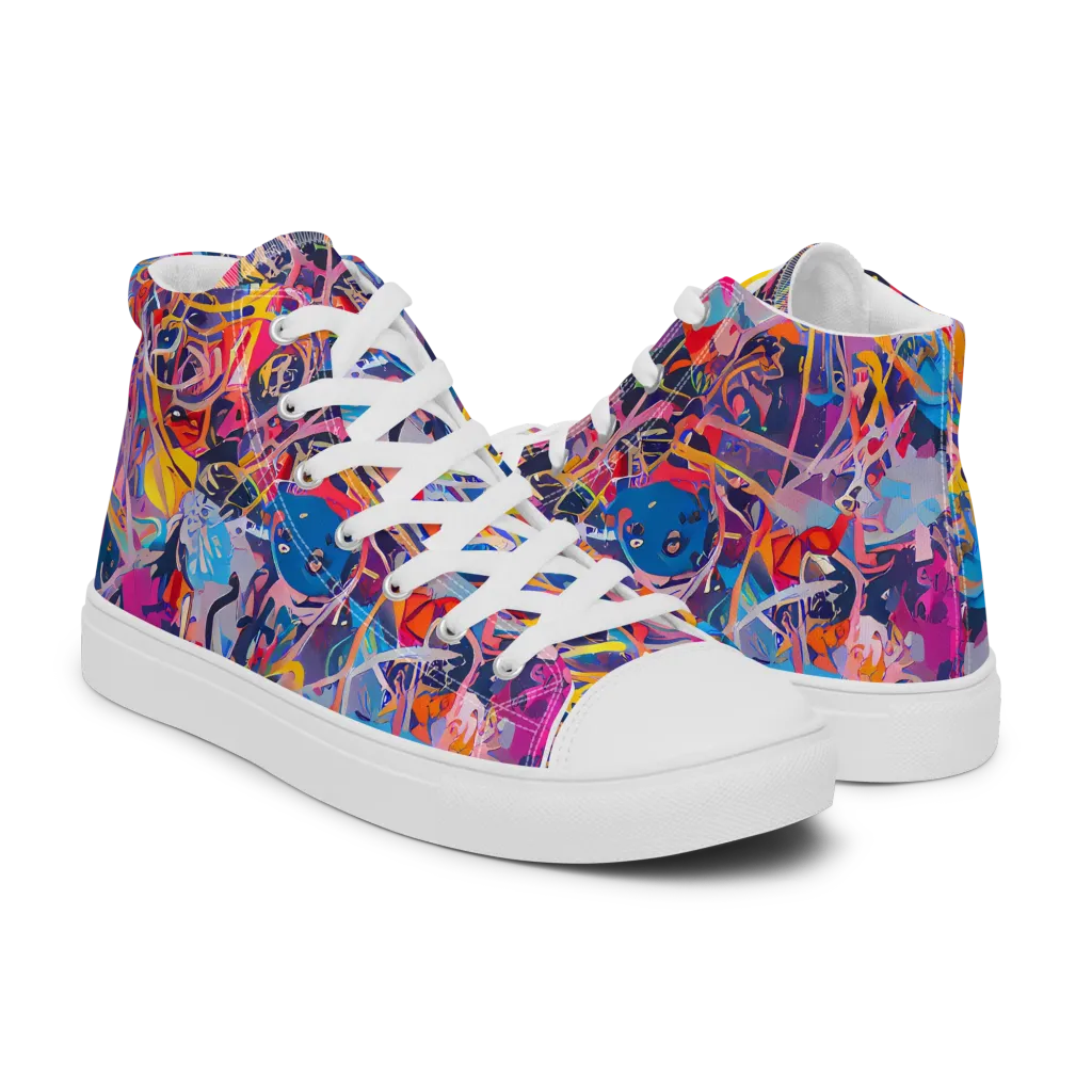 Vibrant Fusion on Men's High Top Canvas Shoes — Right