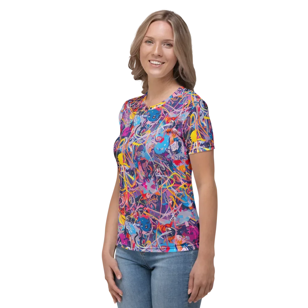 Vibrant Fusion on Women's Crew Neck T-Shirt — Left