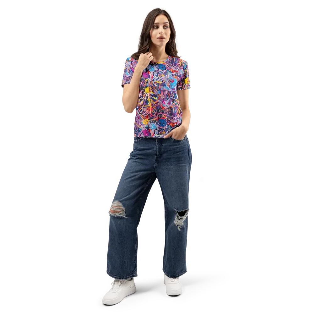 Vibrant Fusion on Women's Crew Neck T-Shirt — Front