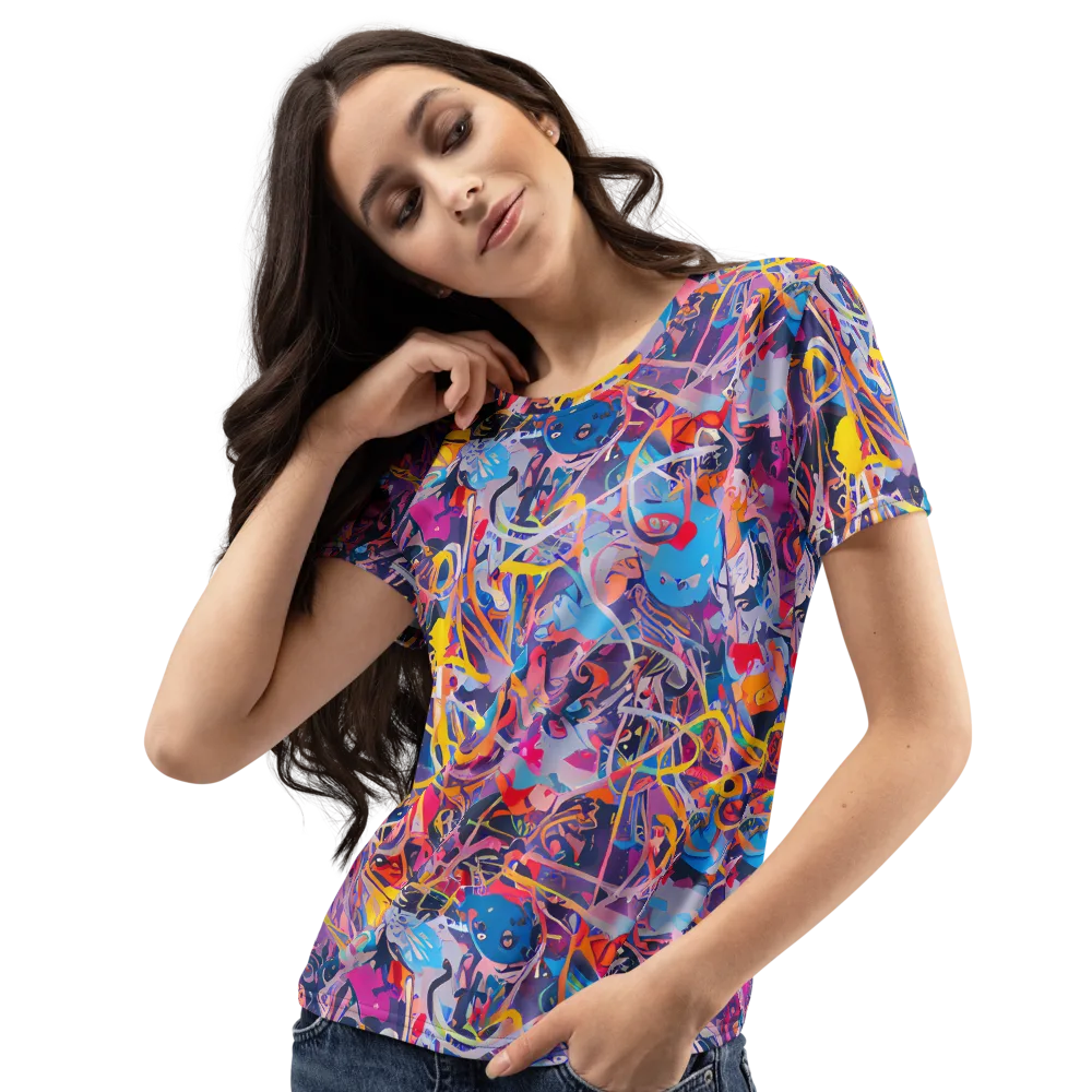Vibrant Fusion on Women's Crew Neck T-Shirt — Left Front