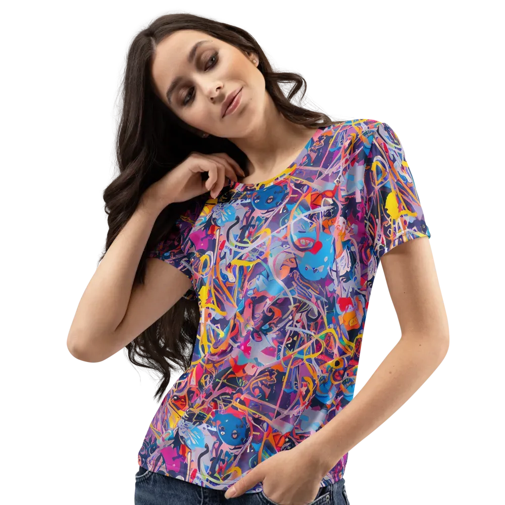 Vibrant Fusion on Women's Crew Neck T-Shirt — Left Front
