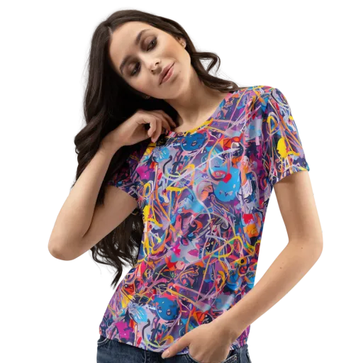 Vibrant Fusion on a Women's Crew Neck T-Shirt