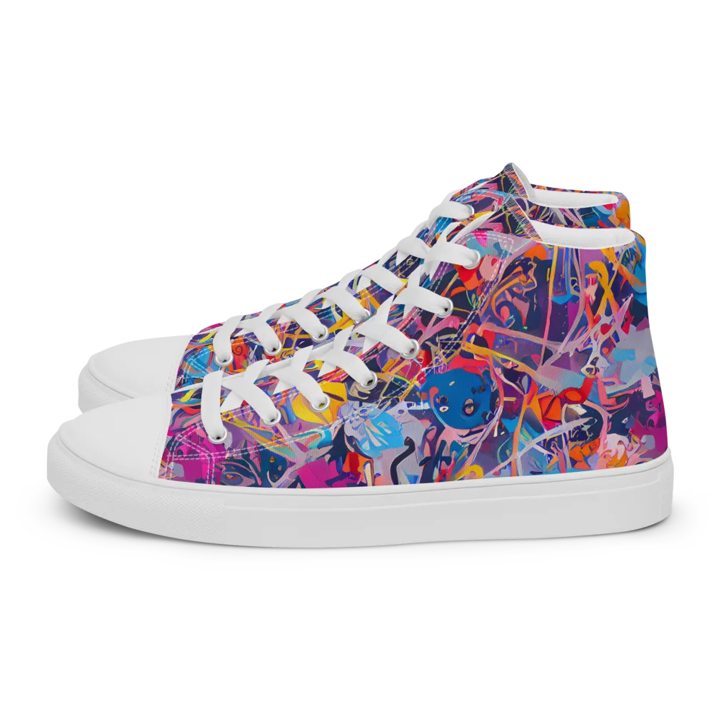 Vibrant Fusion on Women's High Top Canvas Shoes — Left