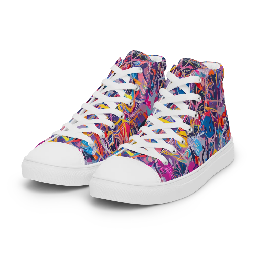 Vibrant Fusion on Women's High Top Canvas Shoes — Left Front