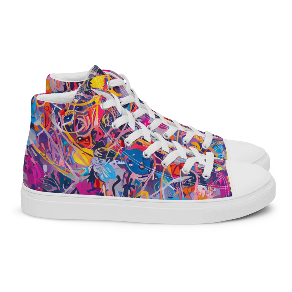 Vibrant Fusion on Women's High Top Canvas Shoes — Right