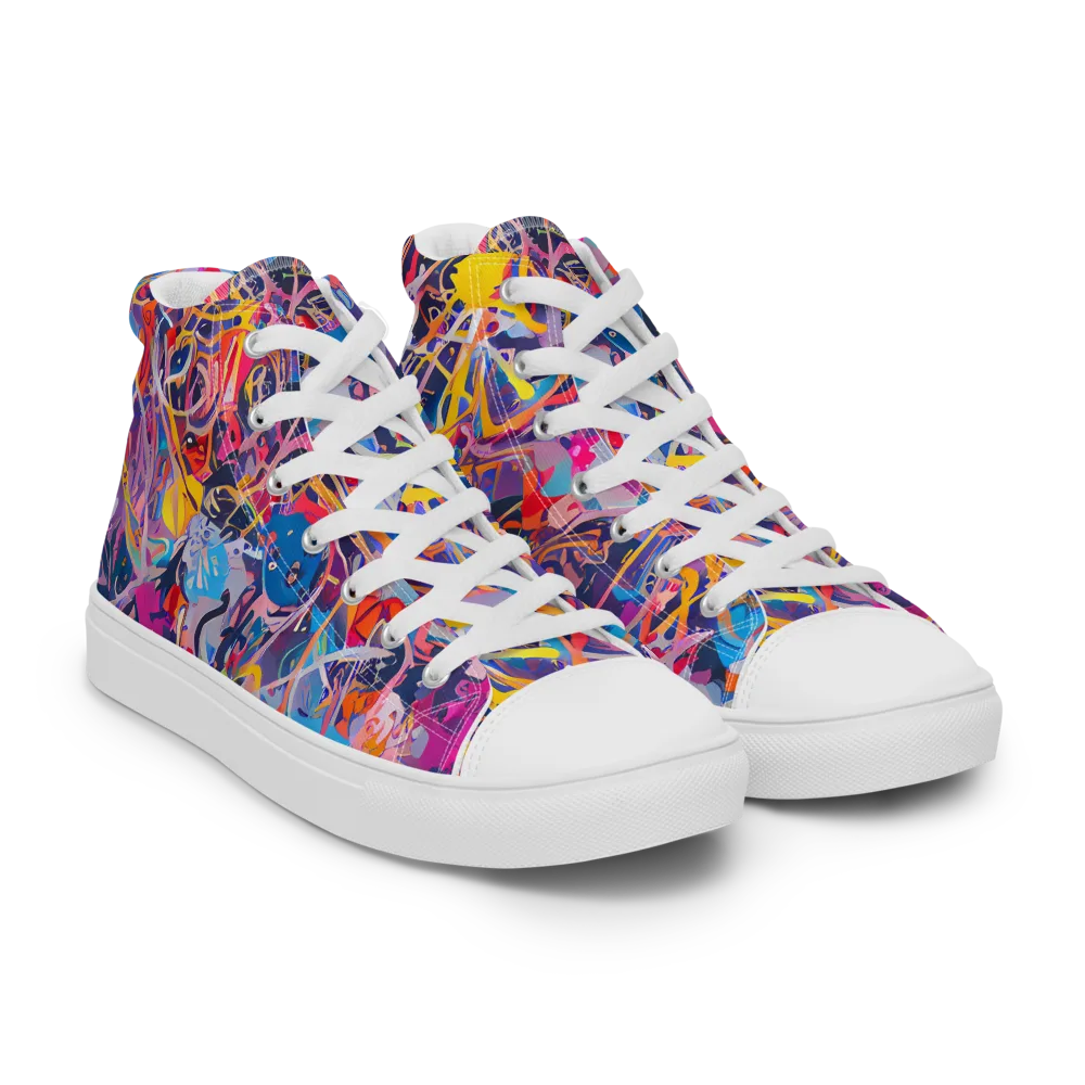 Vibrant Fusion on Women's High Top Canvas Shoes — Right Front