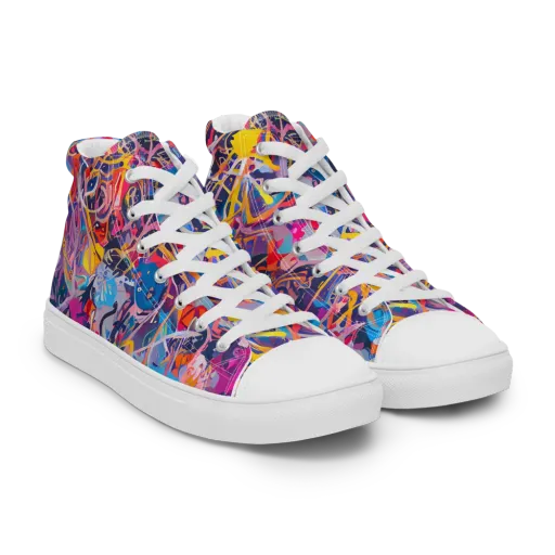 Vibrant Fusion on a Women's High Top Canvas Shoes