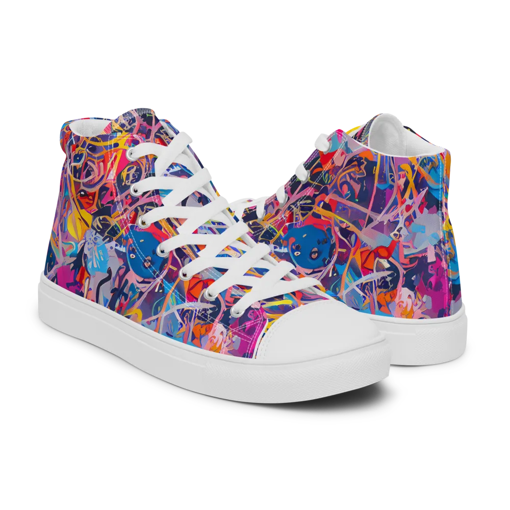 Vibrant Fusion on Women's High Top Canvas Shoes — Right