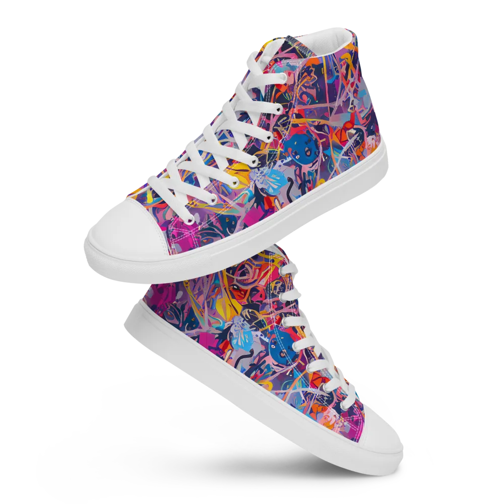 Vibrant Fusion on Women's High Top Canvas Shoes — Front