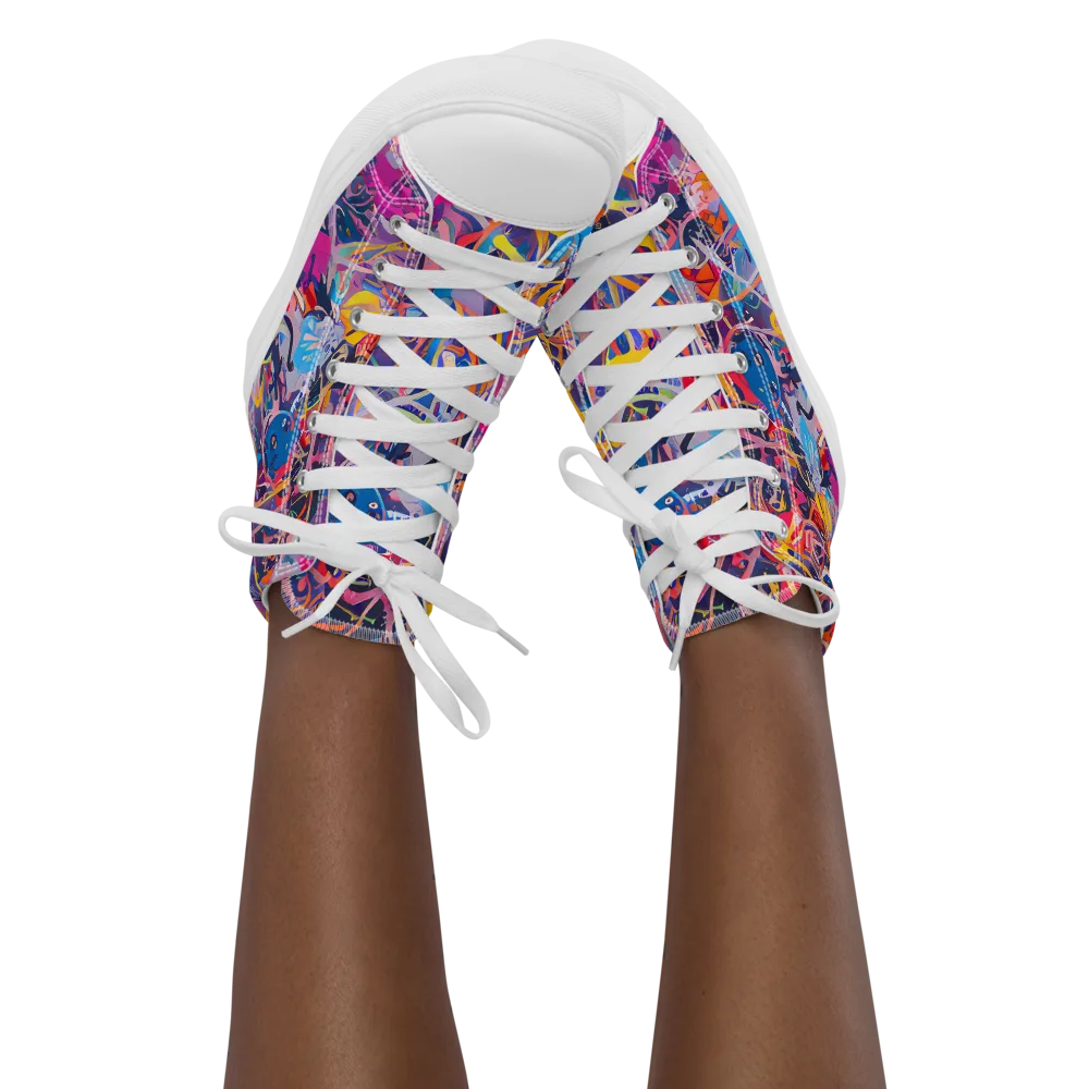 Vibrant Fusion on Women's High Top Canvas Shoes — Front