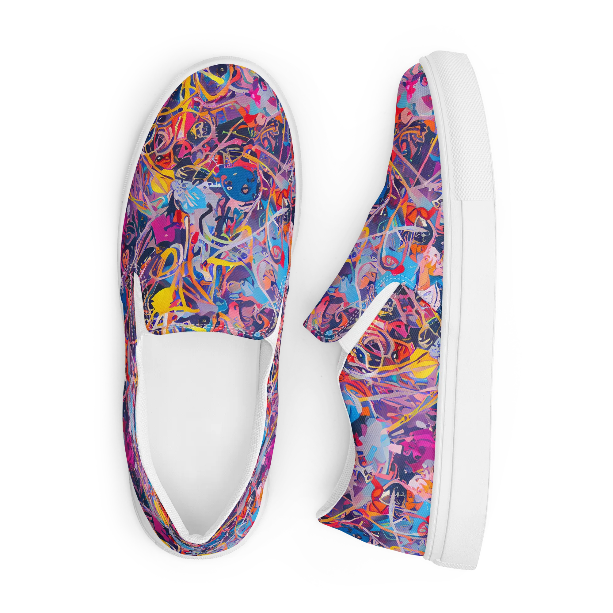 Vibrant Fusion on Men's Slip-On Canvas Shoes — Front