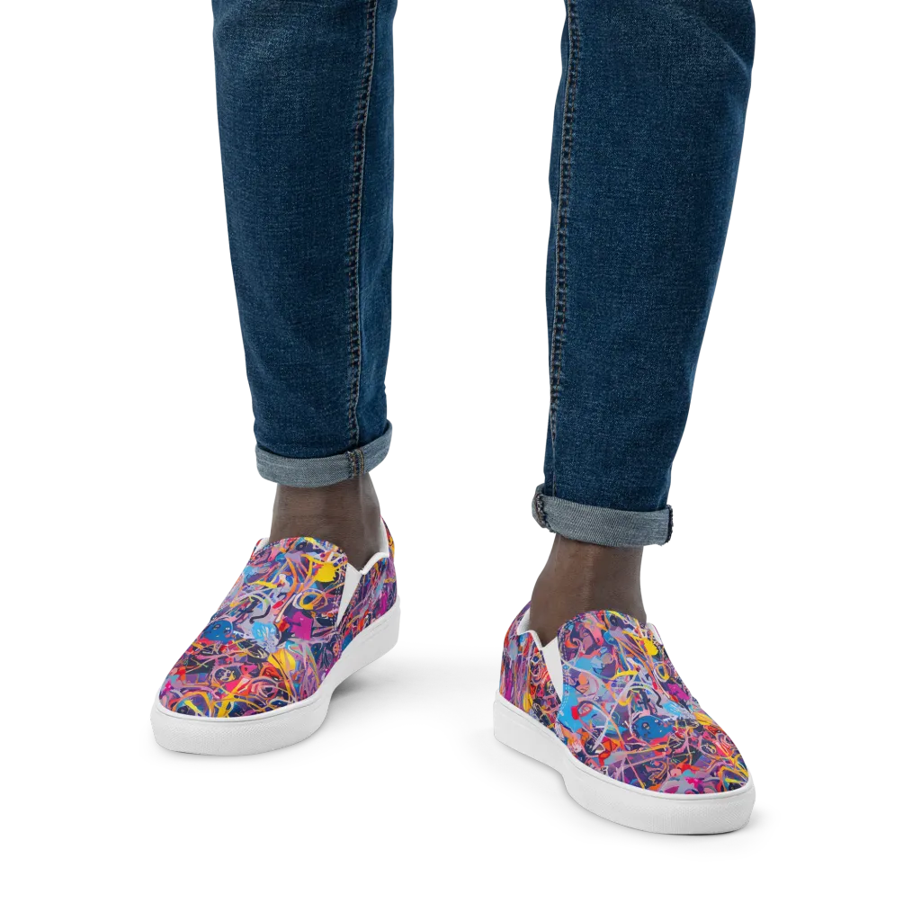 Vibrant Fusion on Men's Slip-On Canvas Shoes — Front