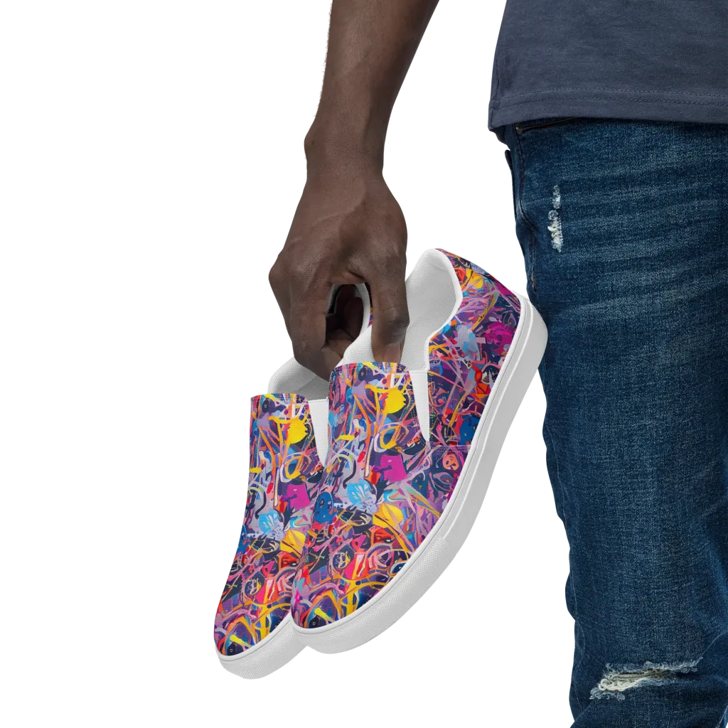 Vibrant Fusion on Men's Slip-On Canvas Shoes — Left Front