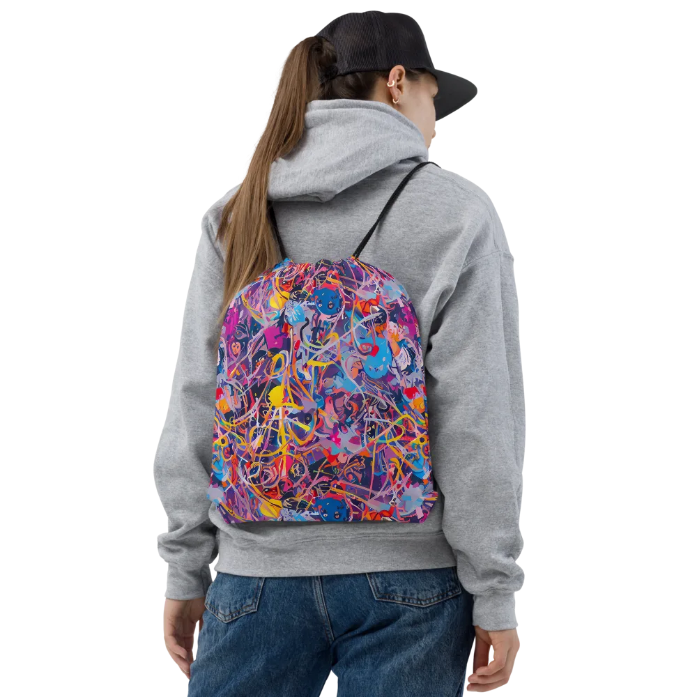 Vibrant Fusion on Drawstring Bag — Front
