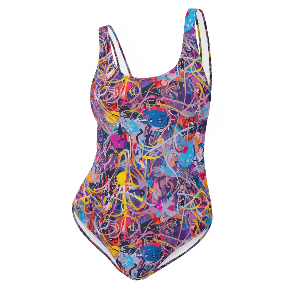 Vibrant Fusion on One-Piece Swimsuit — Front
