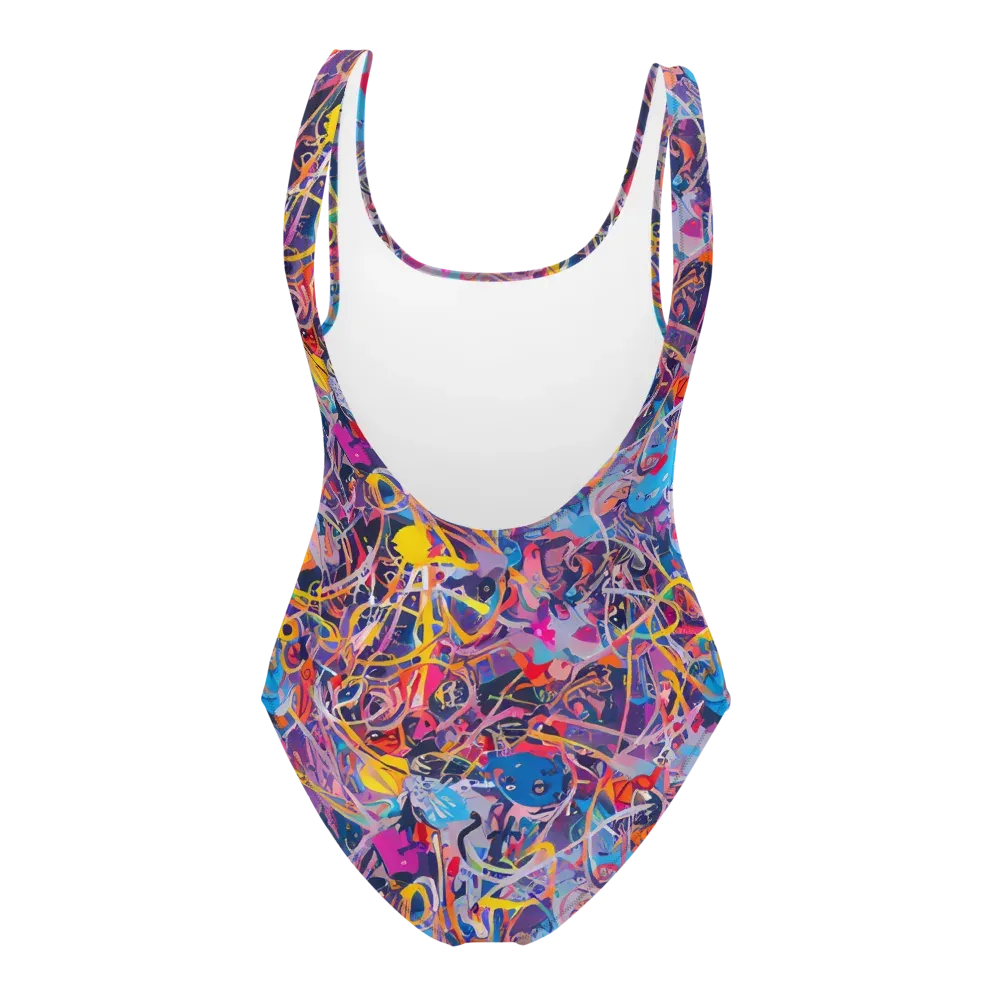 Vibrant Fusion on One-Piece Swimsuit — Back