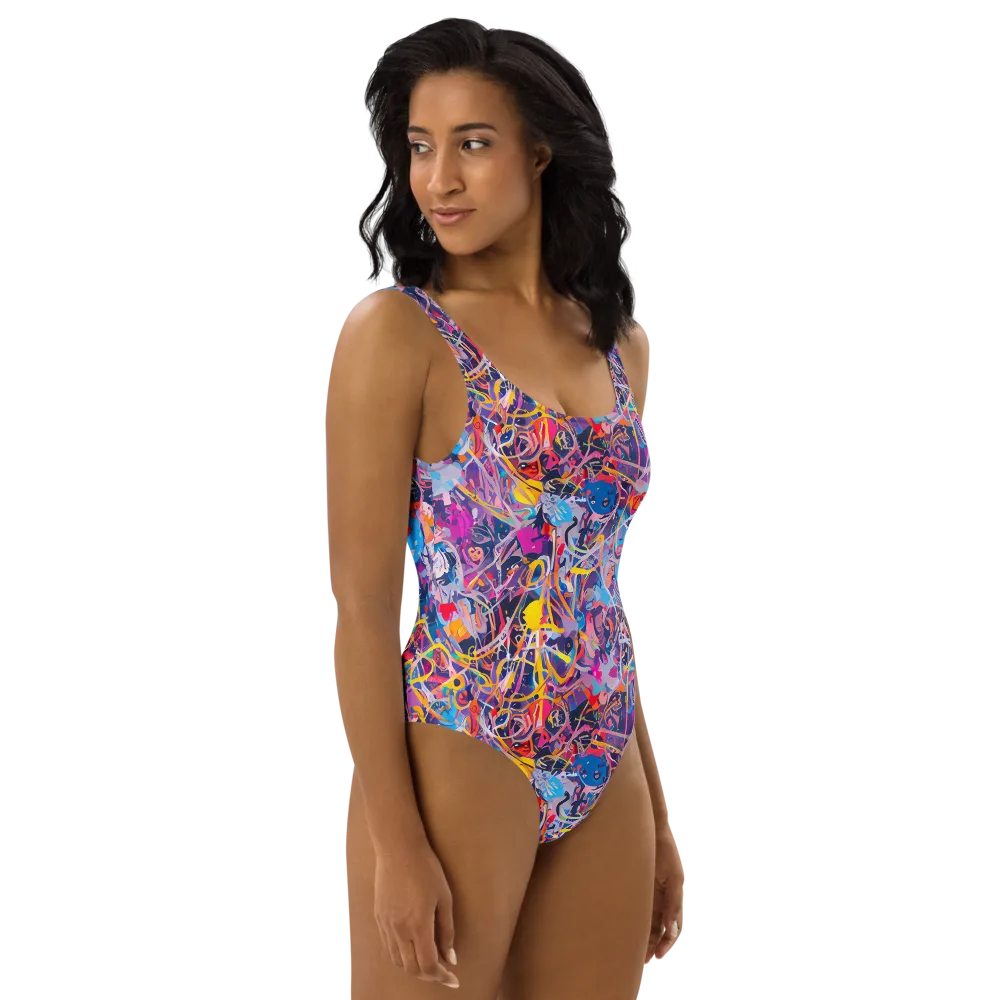 Vibrant Fusion on One-Piece Swimsuit — Right
