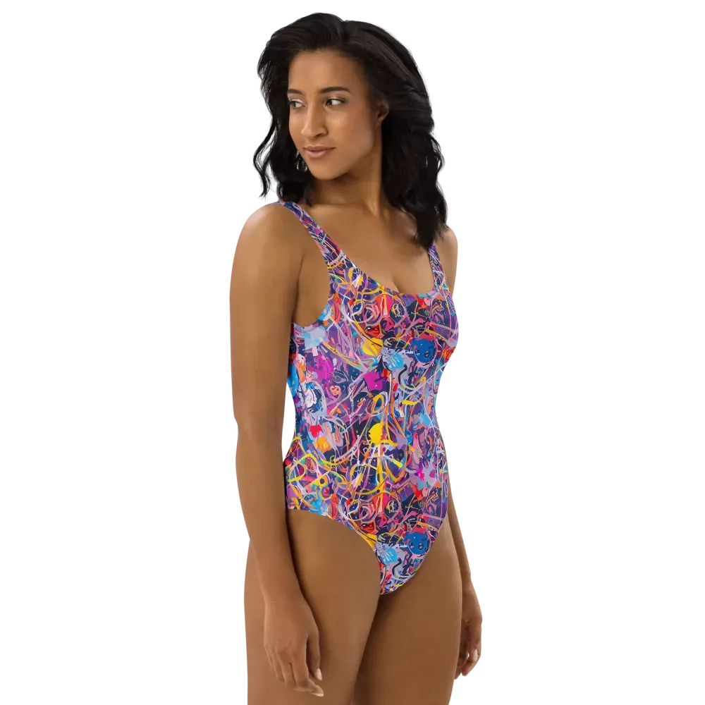 Vibrant Fusion on One-Piece Swimsuit — Right
