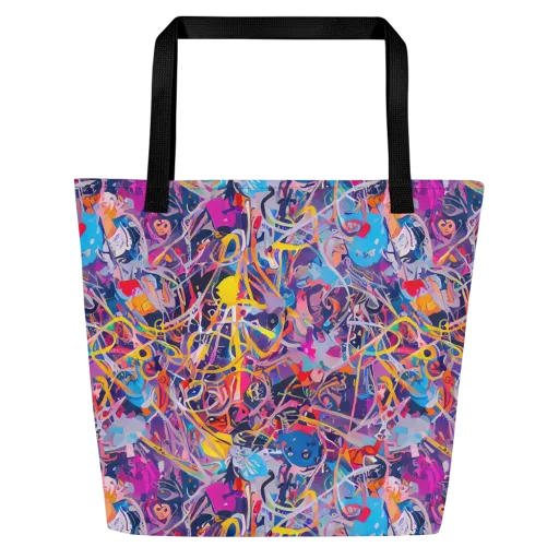 Vibrant Fusion on a Large Tote Bag W/ Pocket