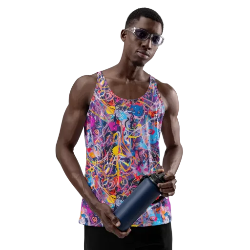 Vibrant Fusion on a Men's Tank Top
