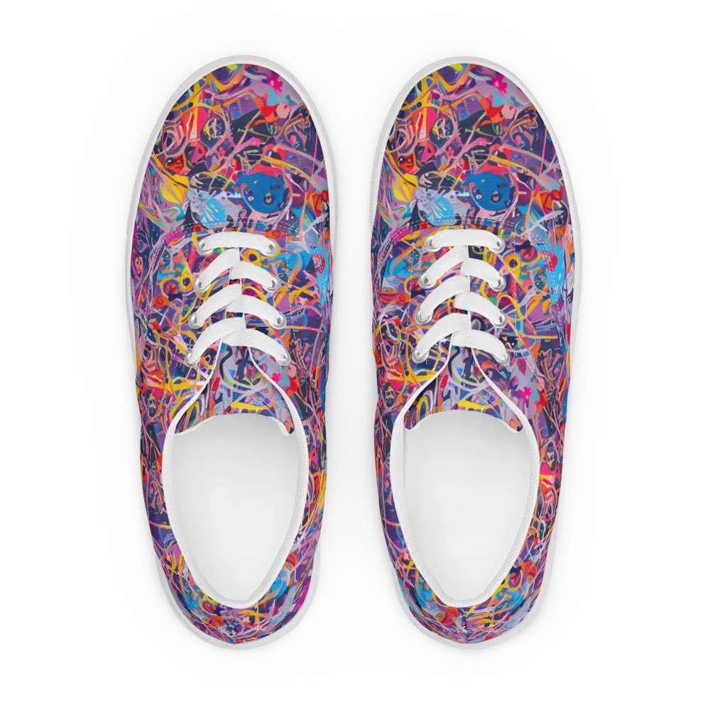 Vibrant Fusion on Men's Lace-Up Canvas Shoes — Front