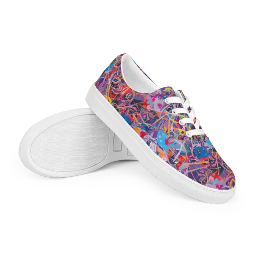 Vibrant Fusion on a Men's Lace-Up Canvas Shoes