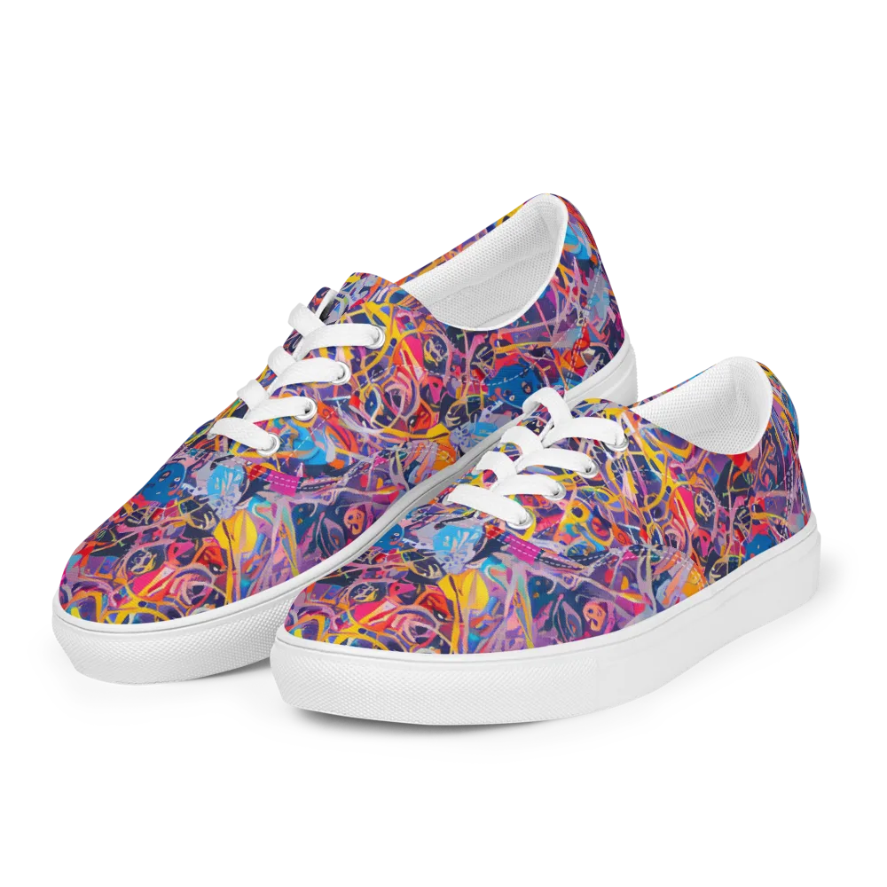 Vibrant Fusion on Men's Lace-Up Canvas Shoes — Left Front